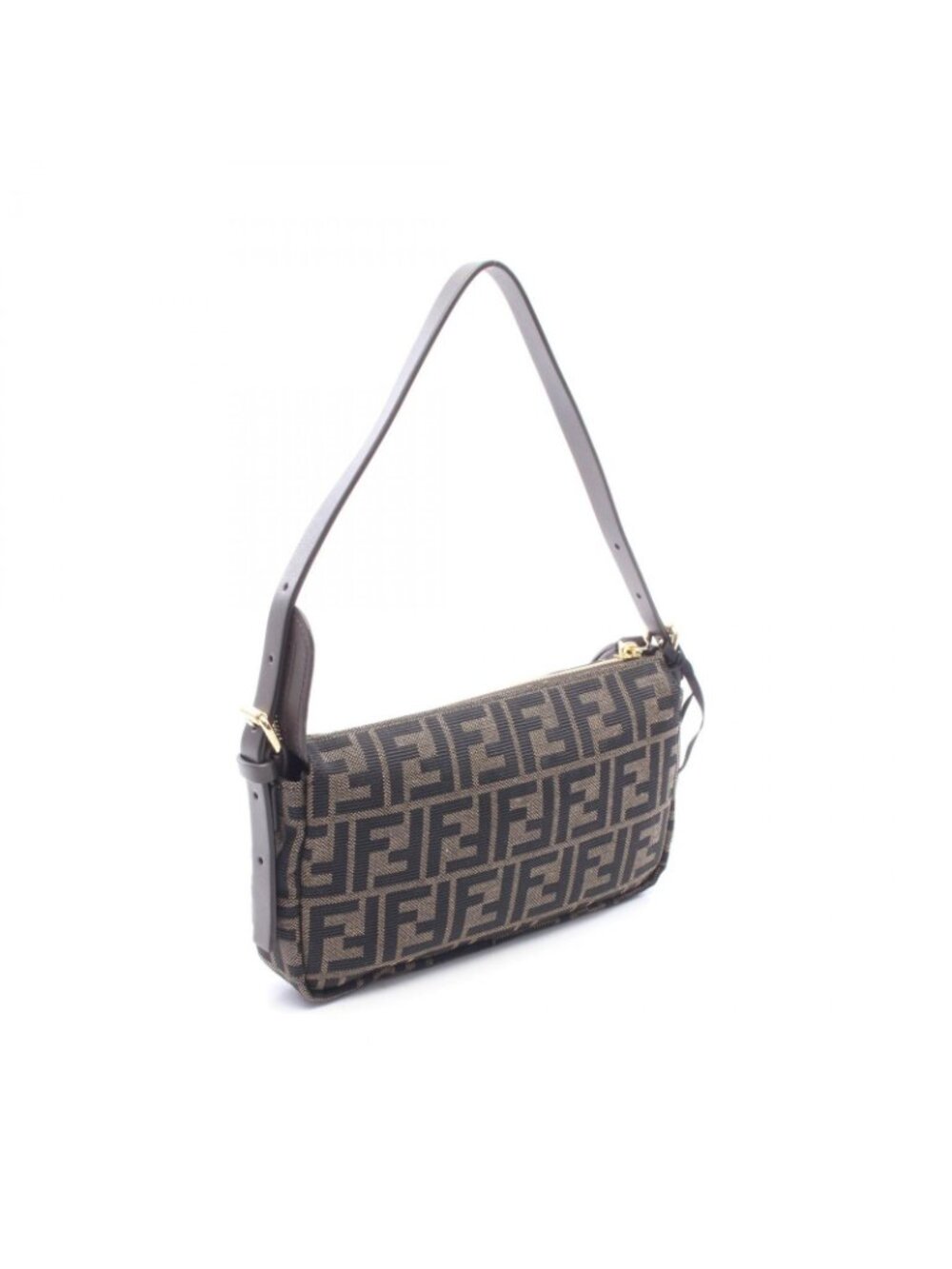 Fendi Shoulder Bag Zip Top Small Canvas Leather - Picture 2 of 4